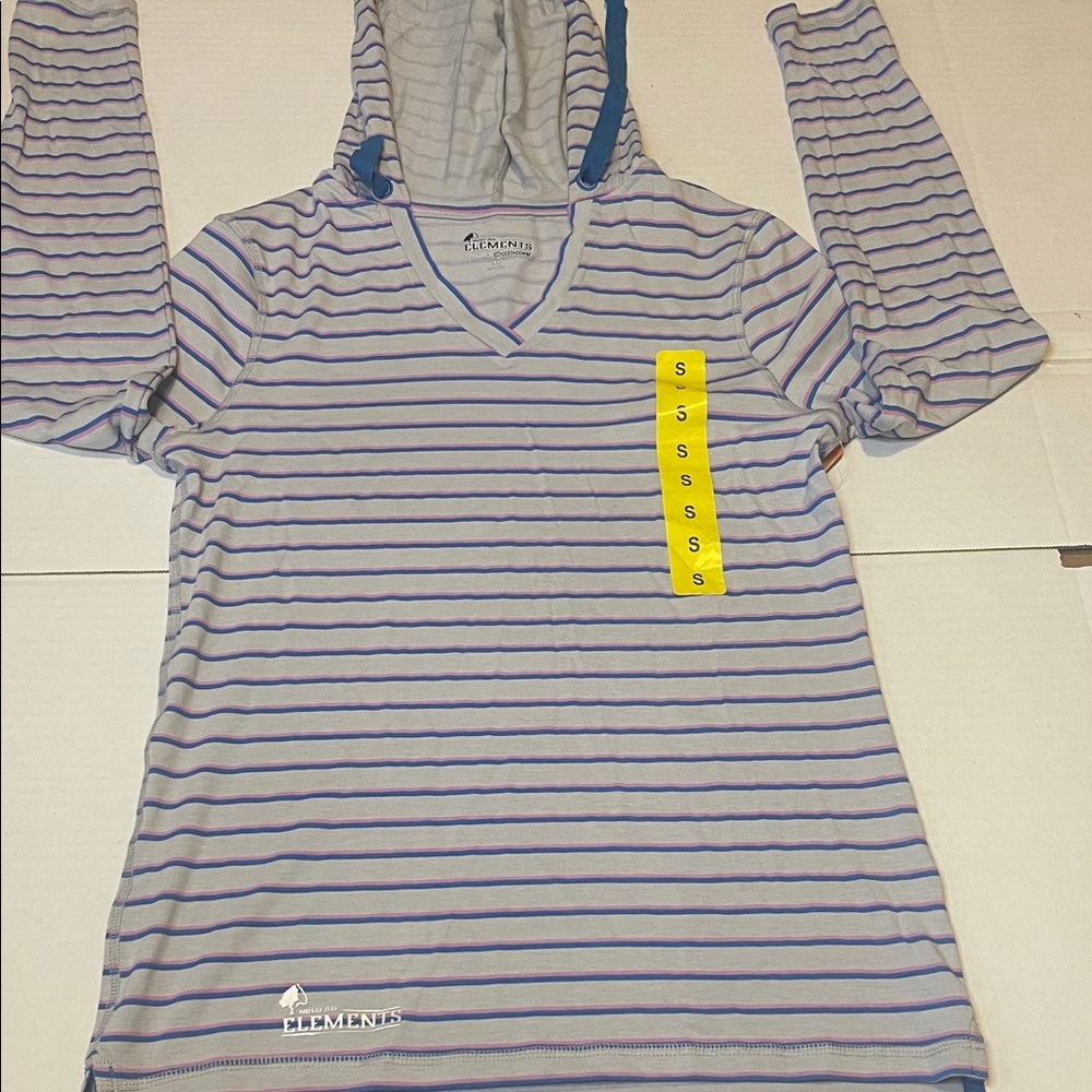 Marmot Blue and Gray Striped‎ Hoodie